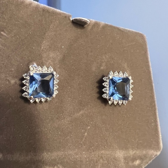 Nolan Miller Vintage Blue Square Stud Earrings - Picture 6 of 10